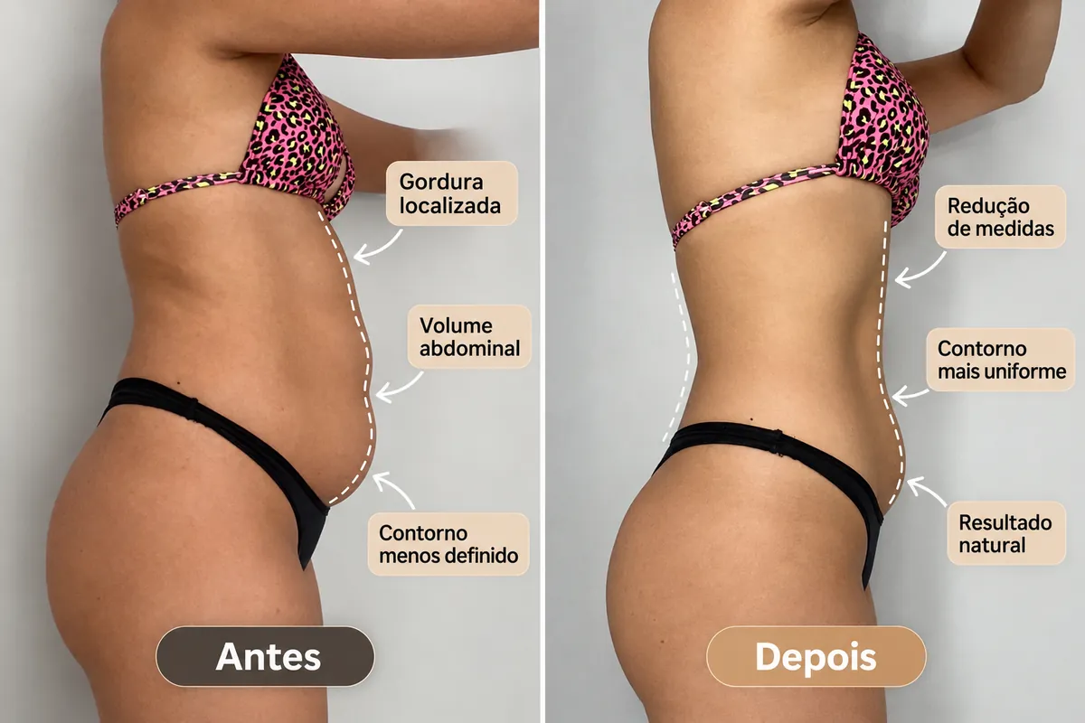 Antes e depois de Enzimas para gordura localizada na Royal Face Vitória da Conquista