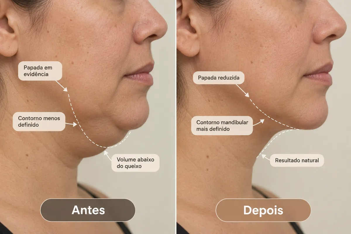Antes e depois de Lipo de papada na Royal Face Vitória da Conquista
