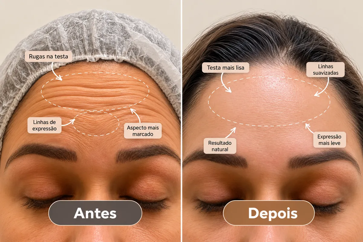 Antes e depois de Linhas de expressão na testa na Royal Face Vitória da Conquista